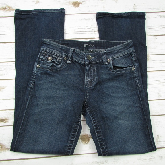 Dark Wash Boot Cut Button Flap Pockets Size 2 - Picture 3 of 8